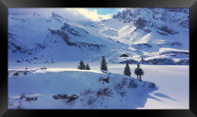 Beautiful sunny winter´s day in the alps with snow Framed Print by Erik Lattwein