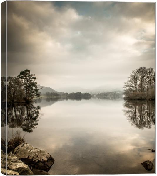 A Winter's Evening by Windermere Canvas Print by John Malley