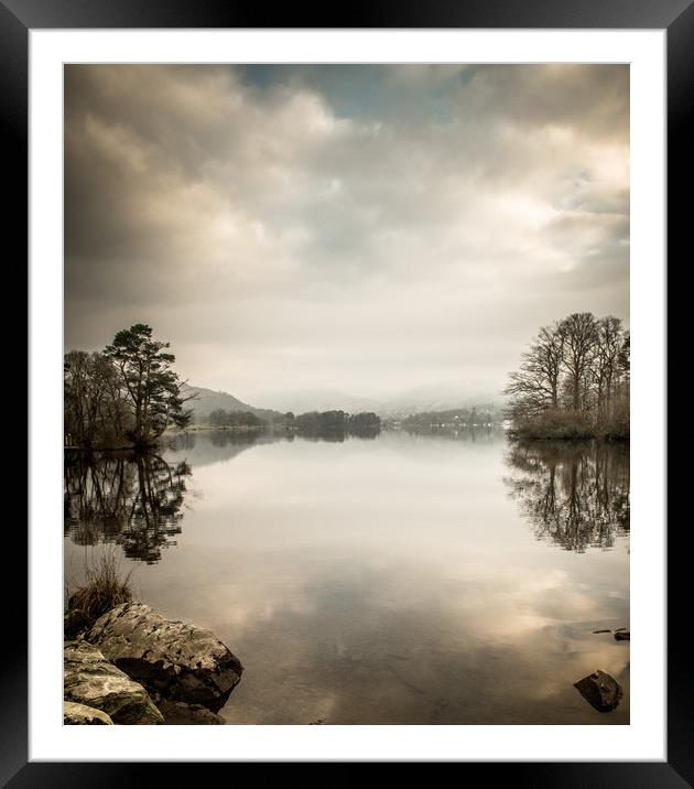 A Winter's Evening by Windermere Framed Mounted Print by John Malley