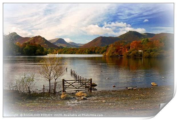 "Autumn across Lake Derwentwater" Print by ROS RIDLEY