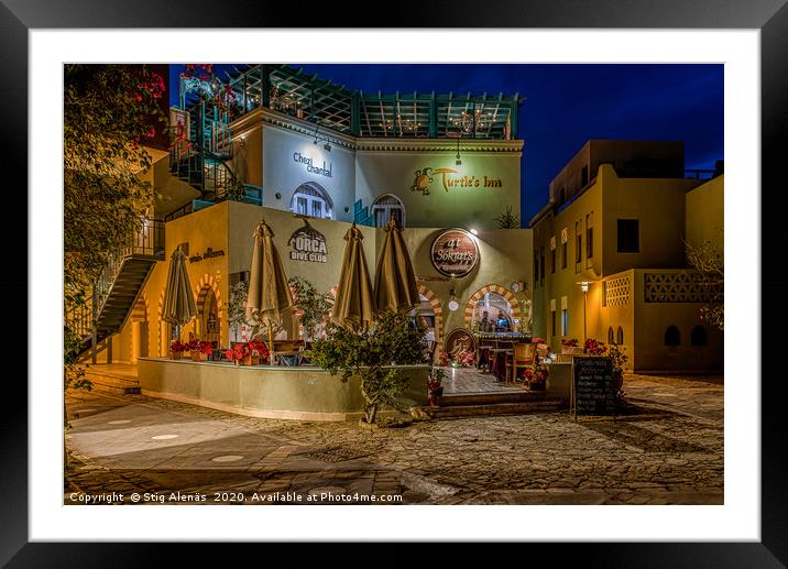 colorful arabic restaurant at night Framed Mounted Print by Stig Alenäs