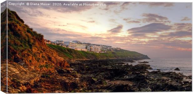 Newquay from Fistral Beach Canvas Print by Diana Mower