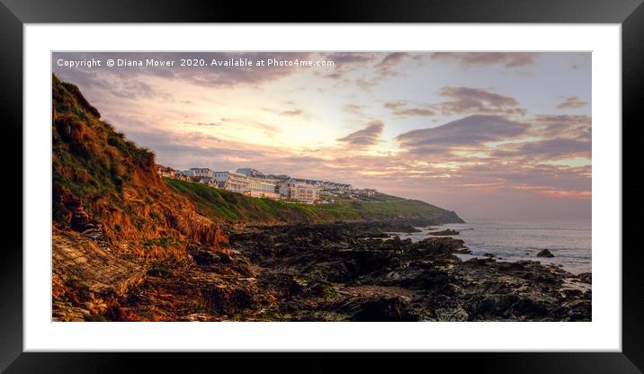 Newquay from Fistral Beach Framed Mounted Print by Diana Mower