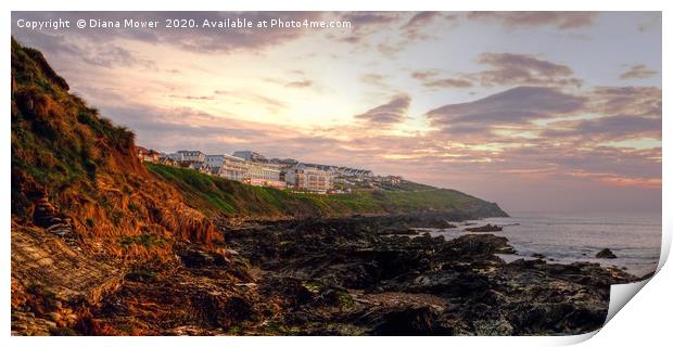 Newquay from Fistral Beach Print by Diana Mower