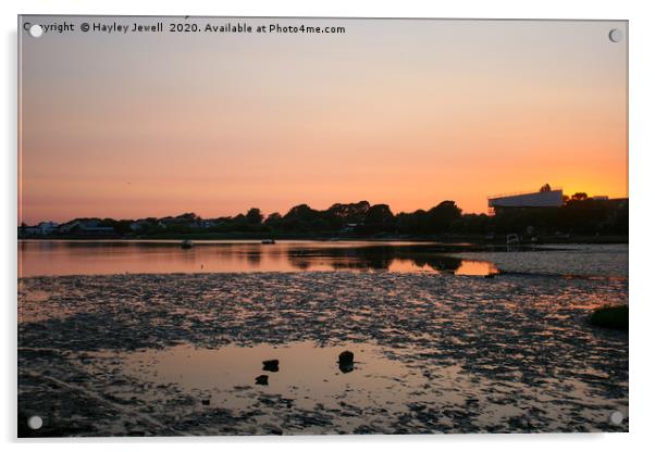 Sunset over Mudeford Quay Acrylic by Hayley Jewell