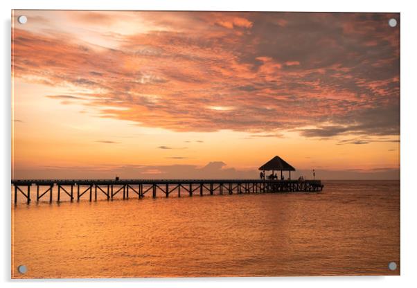 Sunset, Helengeli Island, Maldives Acrylic by Dave Collins