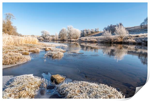 Teviot River on a Frosty Morning Print by Dave Collins