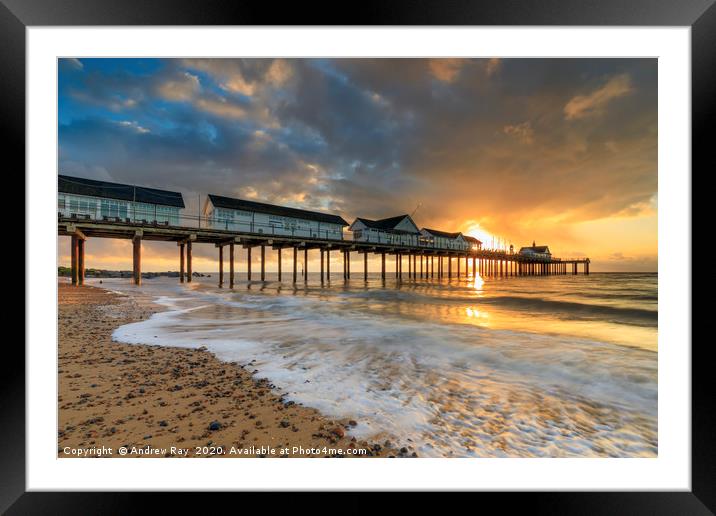 Towards sunrise (Southwold) Framed Mounted Print by Andrew Ray