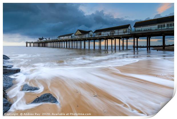 Morning at Southwold Pier Print by Andrew Ray