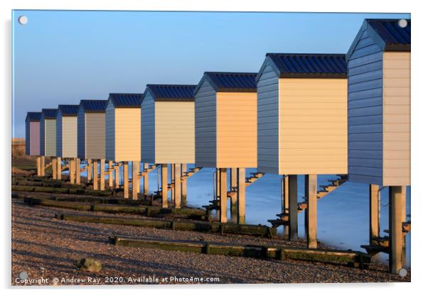 Osea beach huts Acrylic by Andrew Ray