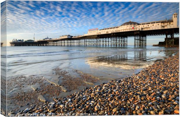 Palace Pier at low tide (Brighton) Canvas Print by Andrew Ray