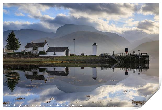 Reflections at Corpach Print by Andrew Ray