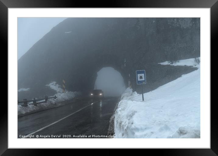 Driving by the rock tunnel in Serra da Estrela Framed Mounted Print by Angelo DeVal