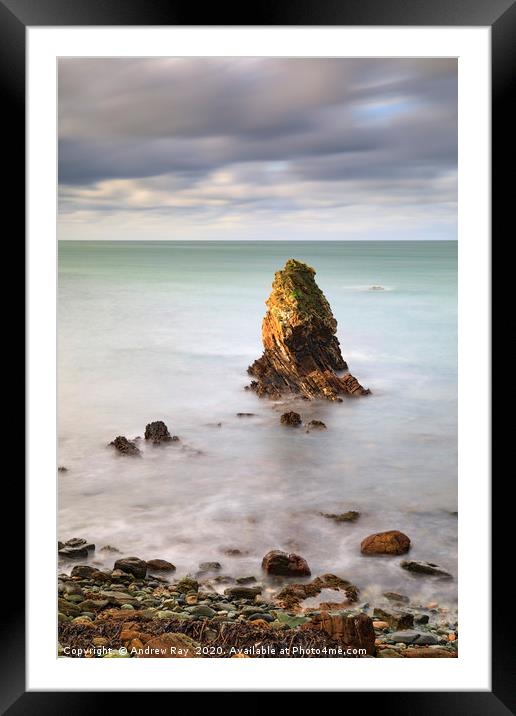 Porth Saint sea stack. Framed Mounted Print by Andrew Ray