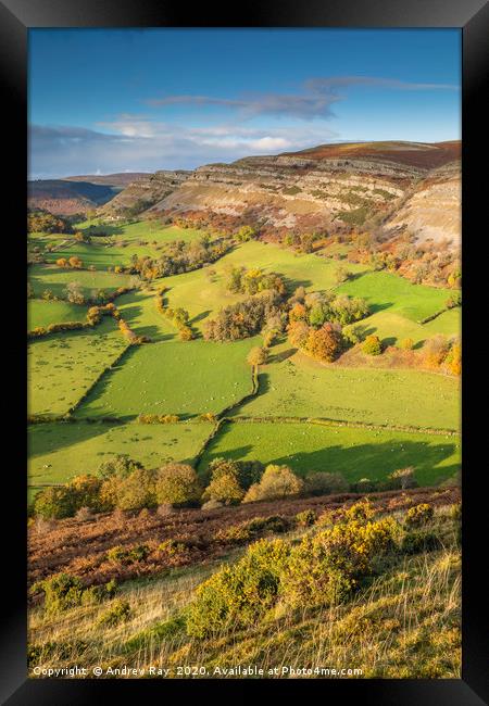 Eglwyseg Rocks from Castell Dinas Brân Framed Print by Andrew Ray