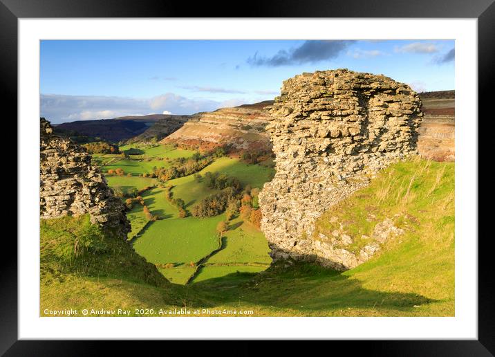 Castell Dinas Brân walls Framed Mounted Print by Andrew Ray