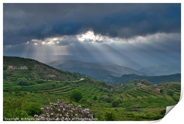 Sunrays over Monchique valley Print by Angelo DeVal
