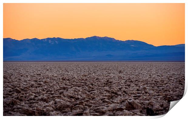Devils Golf Couse at Death Valley at sunset Print by Erik Lattwein