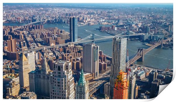 Wide angle aerial view over Manhattan New York Print by Erik Lattwein