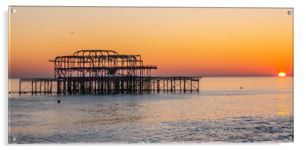 Old Brighton Pier in the sunset Acrylic by Erik Lattwein