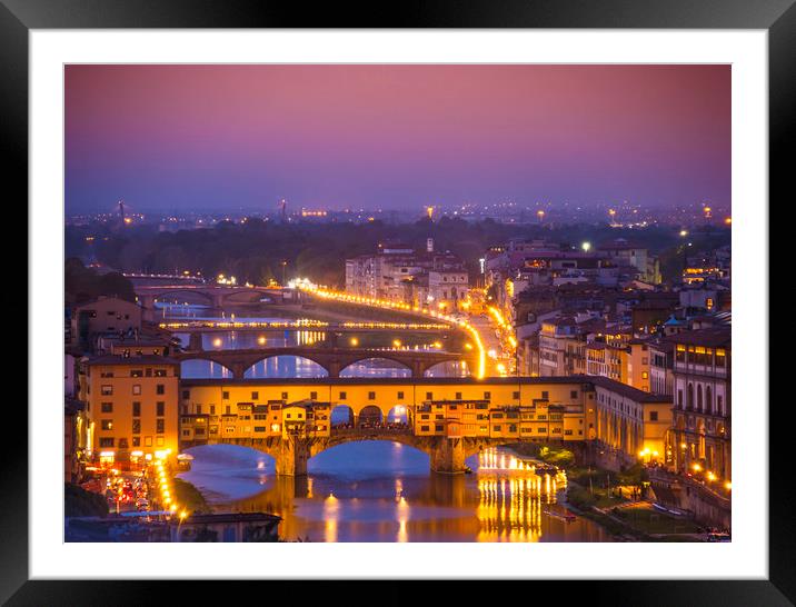 Panoramic view over the city of Florence from Mich Framed Mounted Print by Erik Lattwein