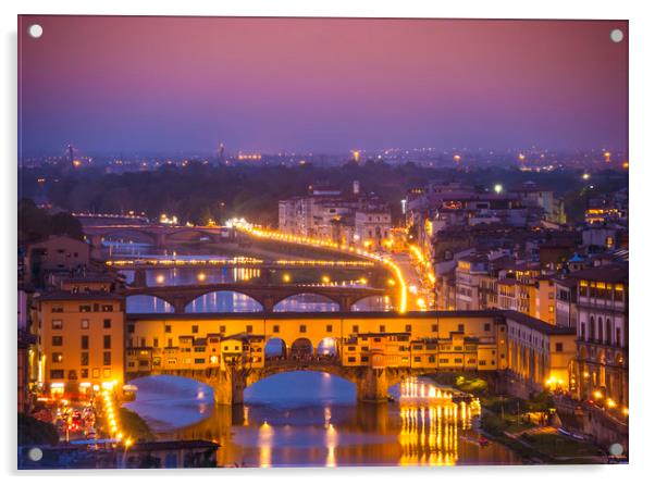 Panoramic view over the city of Florence from Mich Acrylic by Erik Lattwein