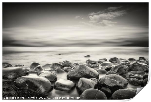 Dramatic skies as the sun sets over the North sea. Print by Phill Thornton