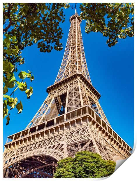 Famous Eiffel Tower in Paris on a sunny day Print by Erik Lattwein