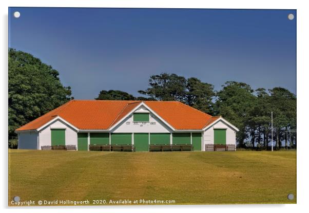 Sewerby Cricket Pavilion Acrylic by David Hollingworth
