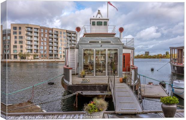Gangway to a modern houseboat  Canvas Print by Stig Alenäs
