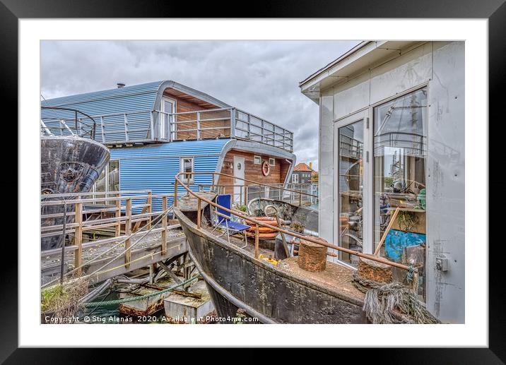 Gangway to old rusty houseboats in the Habour of C Framed Mounted Print by Stig Alenäs