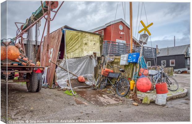 Shed and scrap at the old fishing port in Copenhag Canvas Print by Stig Alenäs