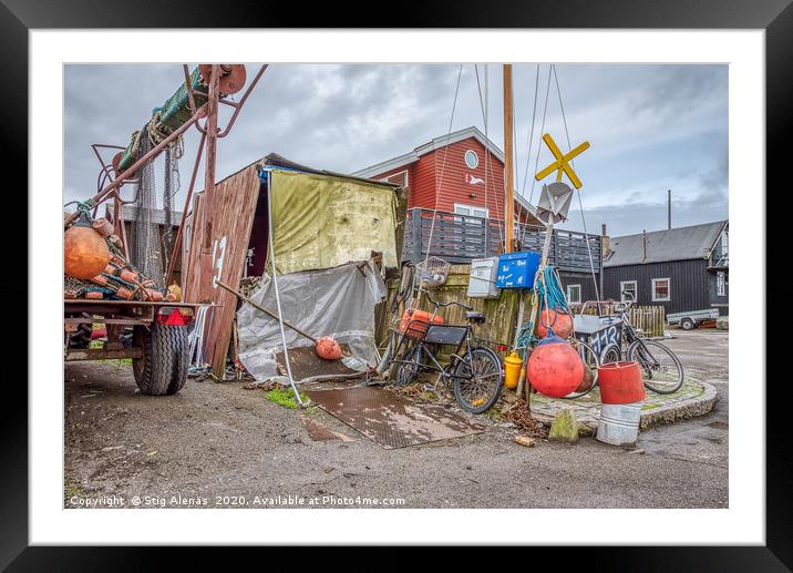 Shed and scrap at the old fishing port in Copenhag Framed Mounted Print by Stig Alenäs