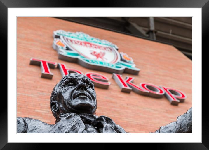 Bill Shankly statue under The Kop sign Framed Mounted Print by Jason Wells