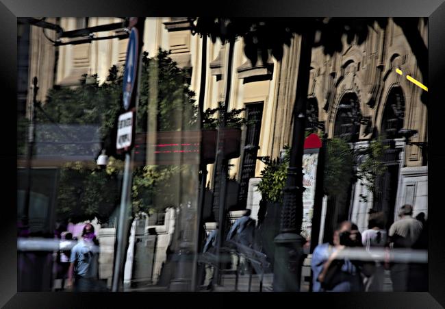 Urban scene. Reflection of modern architecture on  Framed Print by Jose Manuel Espigares Garc