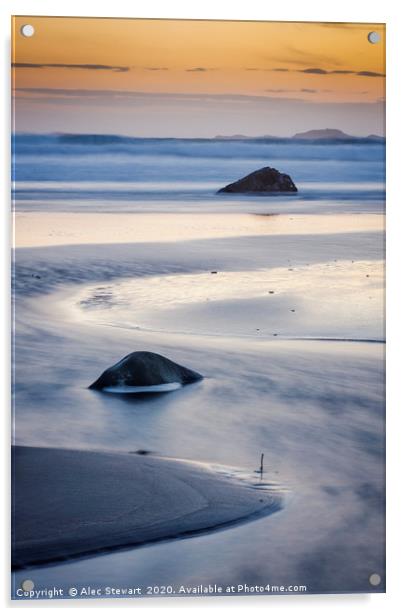 Whitesands Bay Sunset Acrylic by Alec Stewart