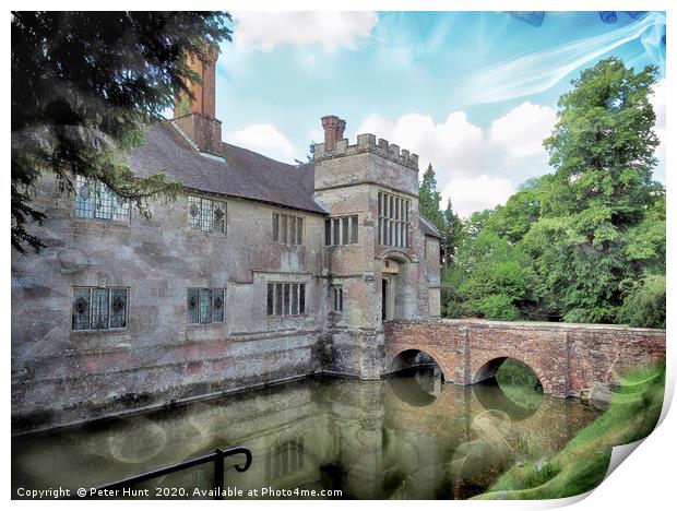 Moated Manor House Print by Peter Hunt