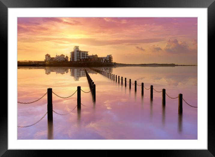 The flooded causeway Framed Mounted Print by David Neighbour