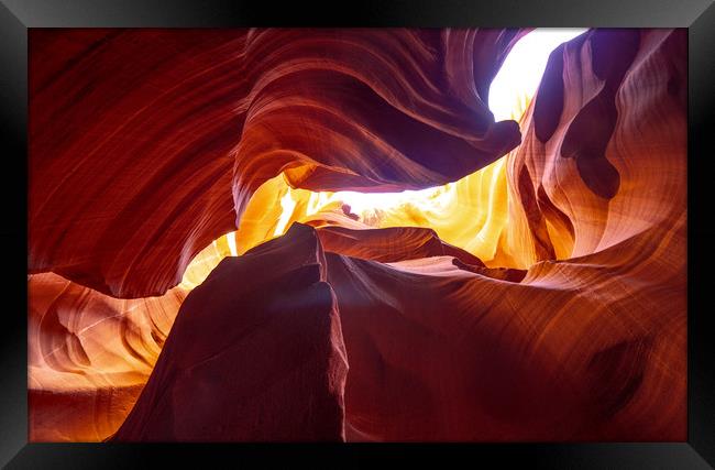 Antelope Canyon - amazing colors of the sandstone  Framed Print by Erik Lattwein