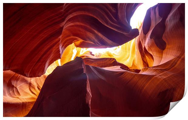 Antelope Canyon - amazing colors of the sandstone  Print by Erik Lattwein