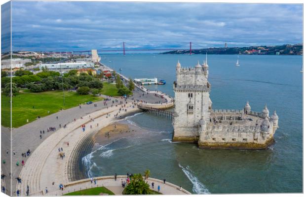 Amazing view over Belem Tower in Lisbon Portugal Canvas Print by Erik Lattwein