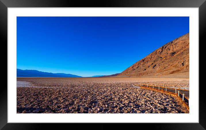 Awesome Badwater salt lake at Death Valley Nationa Framed Mounted Print by Erik Lattwein