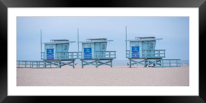 Lifeguard towers at Venice Beach California Framed Mounted Print by Erik Lattwein
