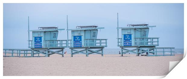 Lifeguard towers at Venice Beach California Print by Erik Lattwein