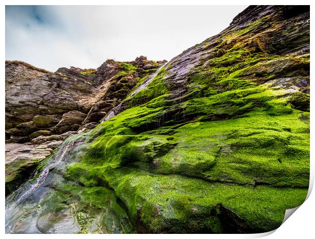 Beautiful waterfall over mossy stones in the Cove  Print by Erik Lattwein