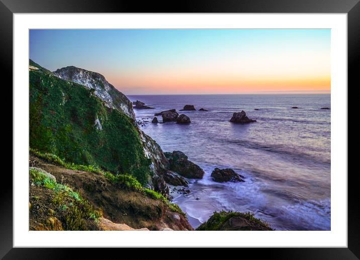 The beautiful cliffs of Big Sur at the Pacific coa Framed Mounted Print by Erik Lattwein