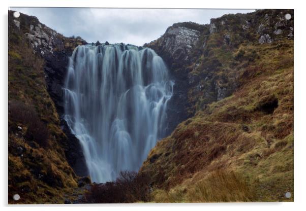 Clashnessie Waterfall Scotland Acrylic by Derek Beattie