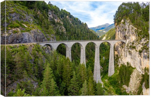 Famous viaduct near Filisur in the Swiss Alps call Canvas Print by Erik Lattwein
