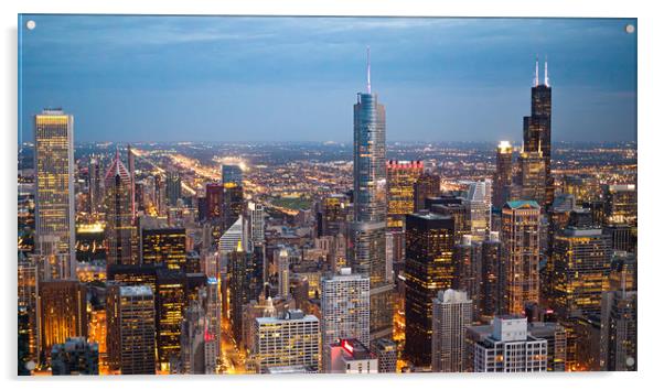 Chicago from above - amazing aerial view in the ev Acrylic by Erik Lattwein