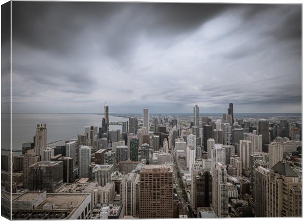 Chicago from above with a dramatic sky Canvas Print by Erik Lattwein